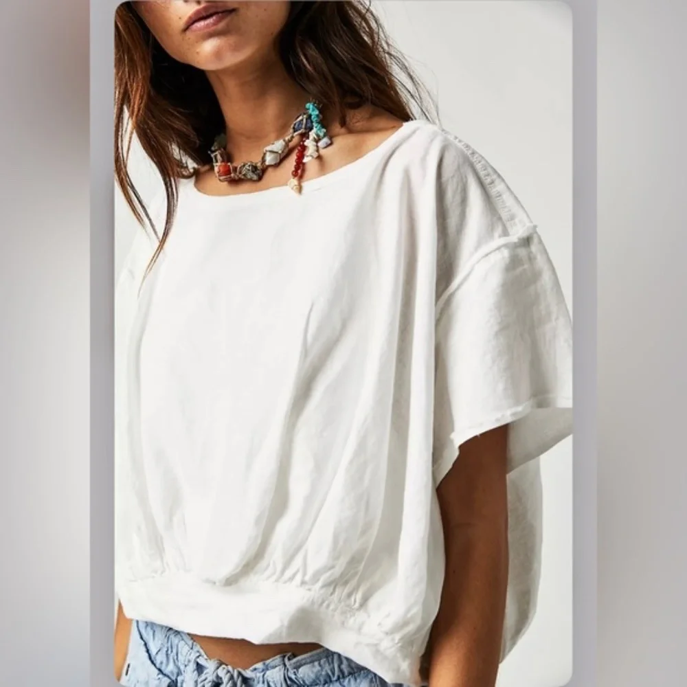Free People White Short Sleeve Tee - Picture 3 of 7